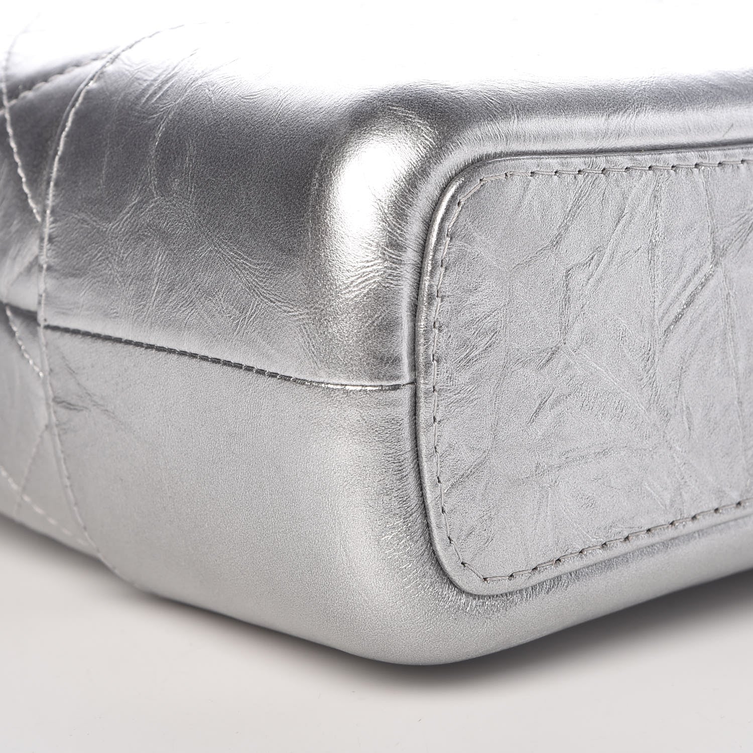 Chanel Metallic Lambskin Calfskin Quilted Medium Gabrielle Hobo Silver 8 of 10