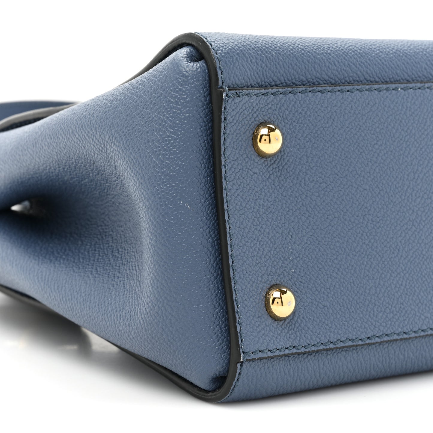Soft Grain Calfskin Small Buckle Tote Steel Blue
