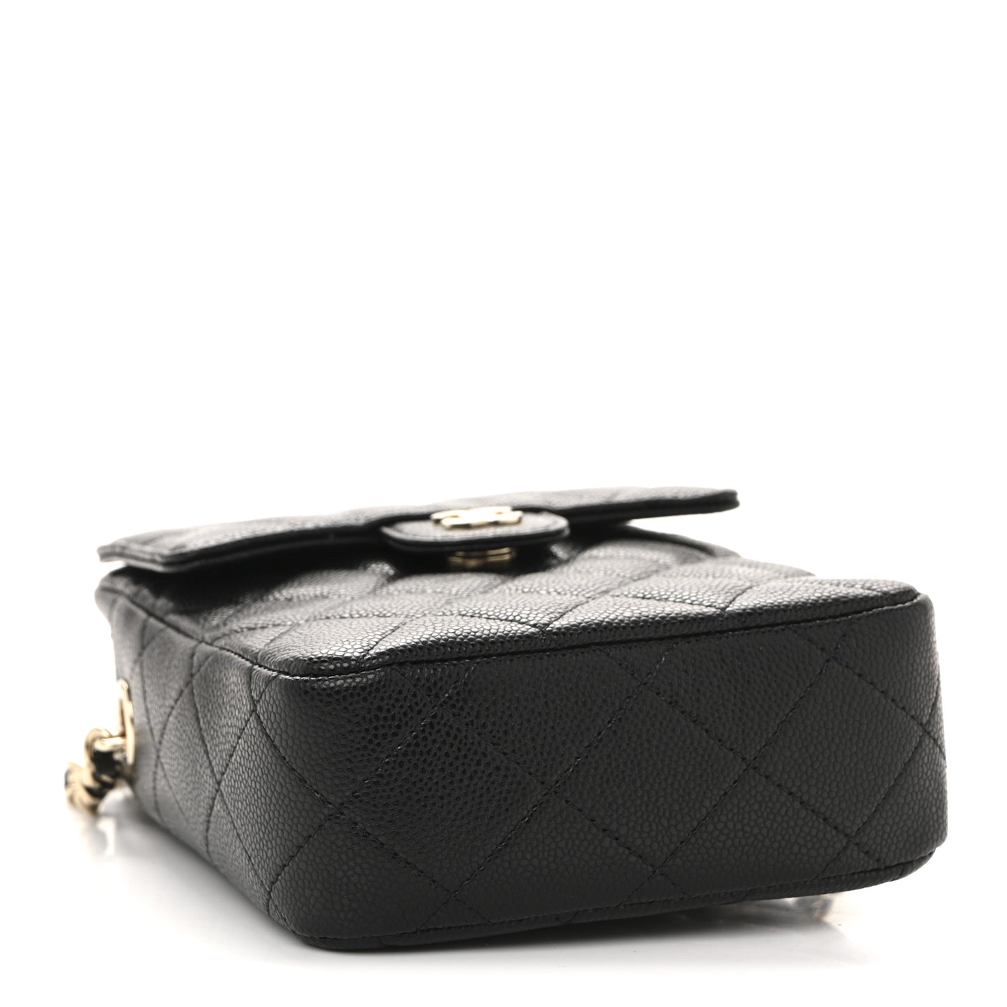 Caviar Quilted Vertical Flap With Chain Black