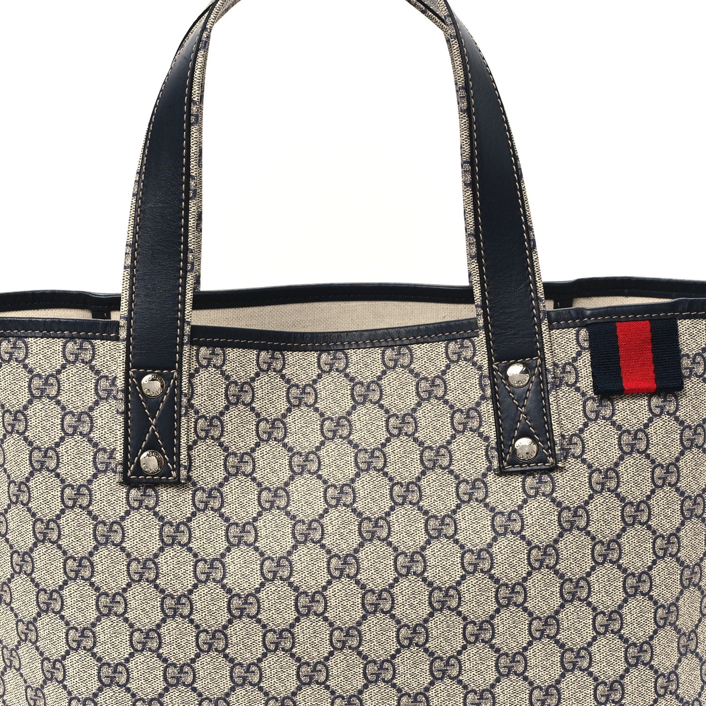 GG Plus Monogram Medium Signature Web Loop Tote Navy
