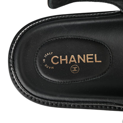 Chanel Grained Calfskin Velcro Dad Sandals 39 Black 7 of 8