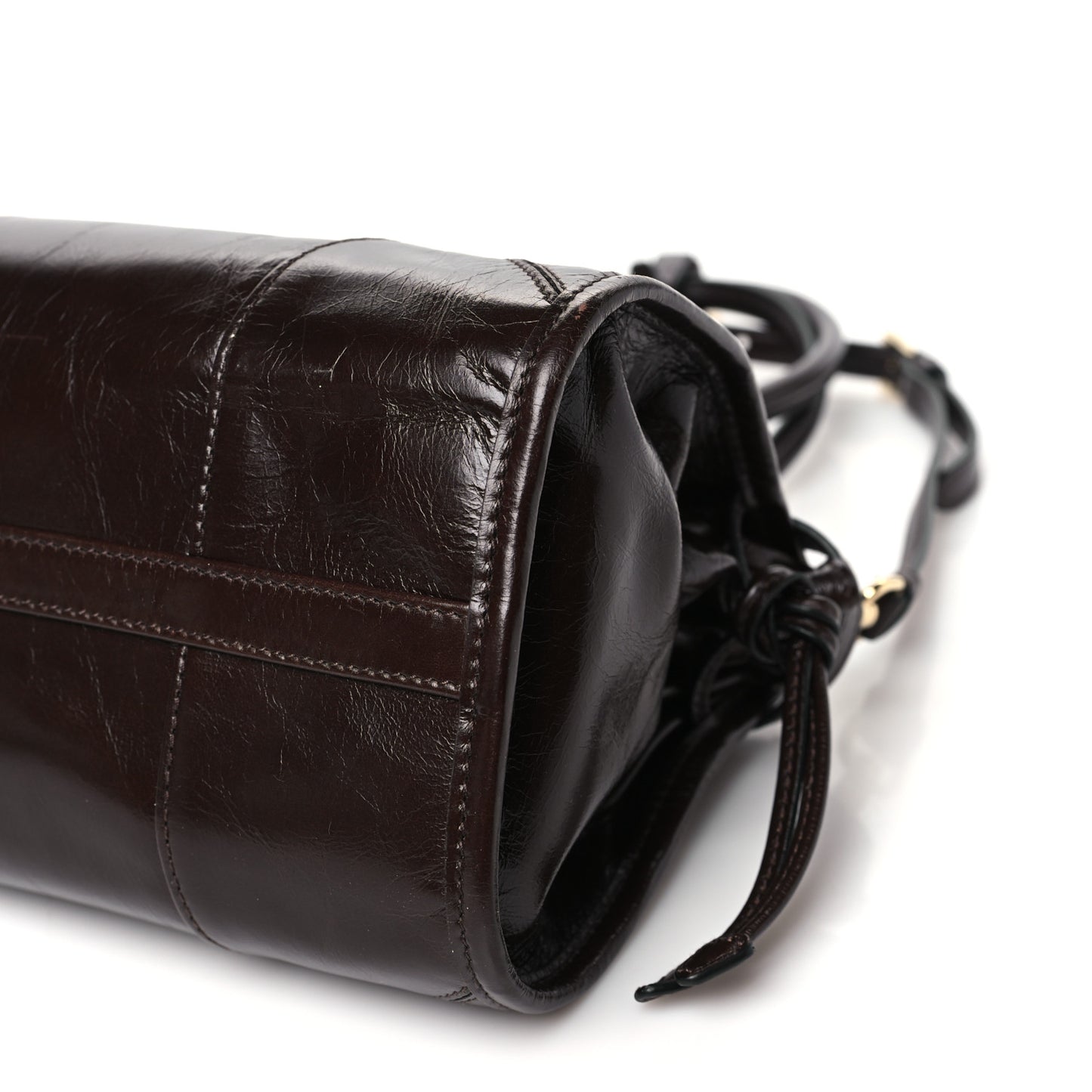 Glossy Calfskin Triangle Medium Bonnie Shoulder Bag Dark Brown