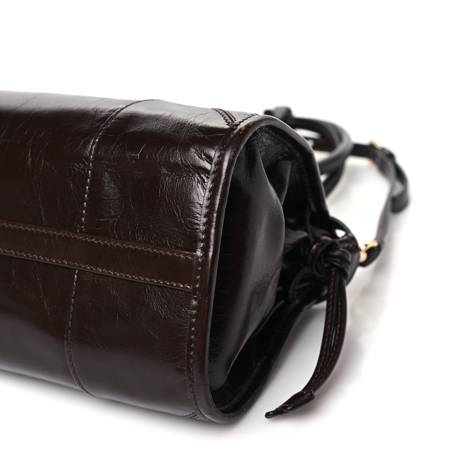 Prada Glossy Calfskin Triangle Medium Bonnie Shoulder Bag Dark Brown 10 of 11