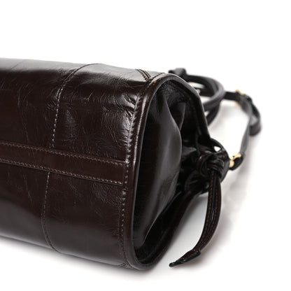 Prada Glossy Calfskin Triangle Medium Bonnie Shoulder Bag Dark Brown 10 of 11