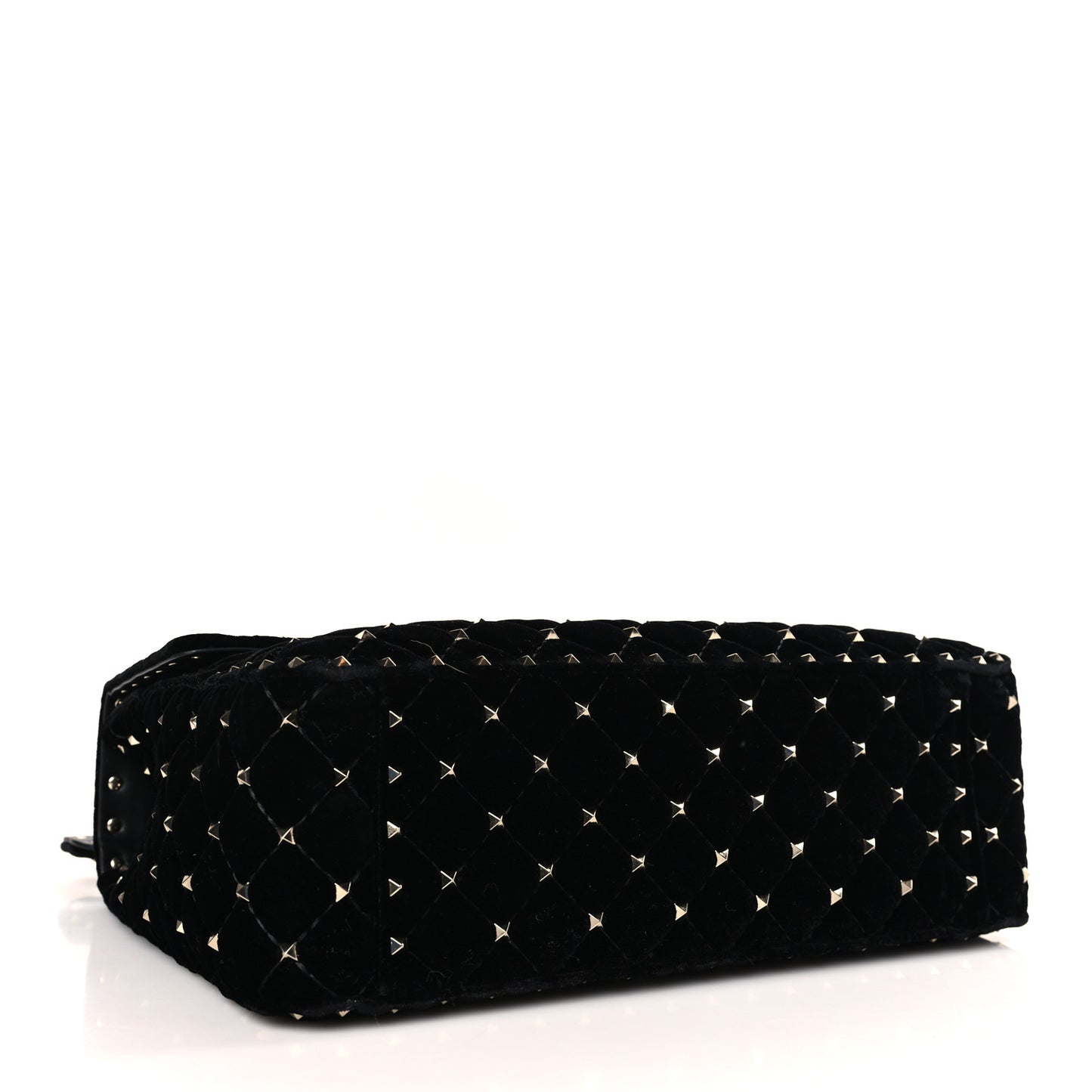 Velvet Medium Rockstud Spike Shoulder Bag Black