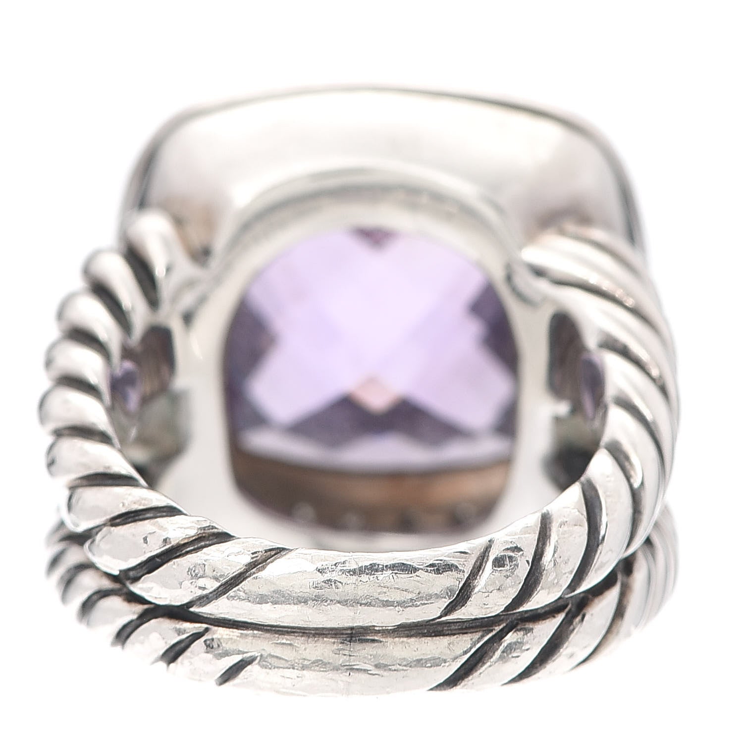 David Yurman Sterling Silver Diamond Amethyst 14mm Albion Ring 52 6 5 of 5