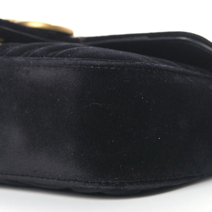 Gucci Velvet Matelasse Mini GG Marmont Shoulder Bag Black 6 of 12