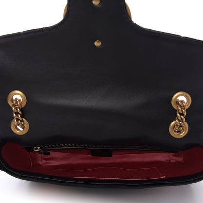 Gucci Velvet Matelasse Loved Embroidered Medium GG Marmont Shoulder Bag Black 5 of 9