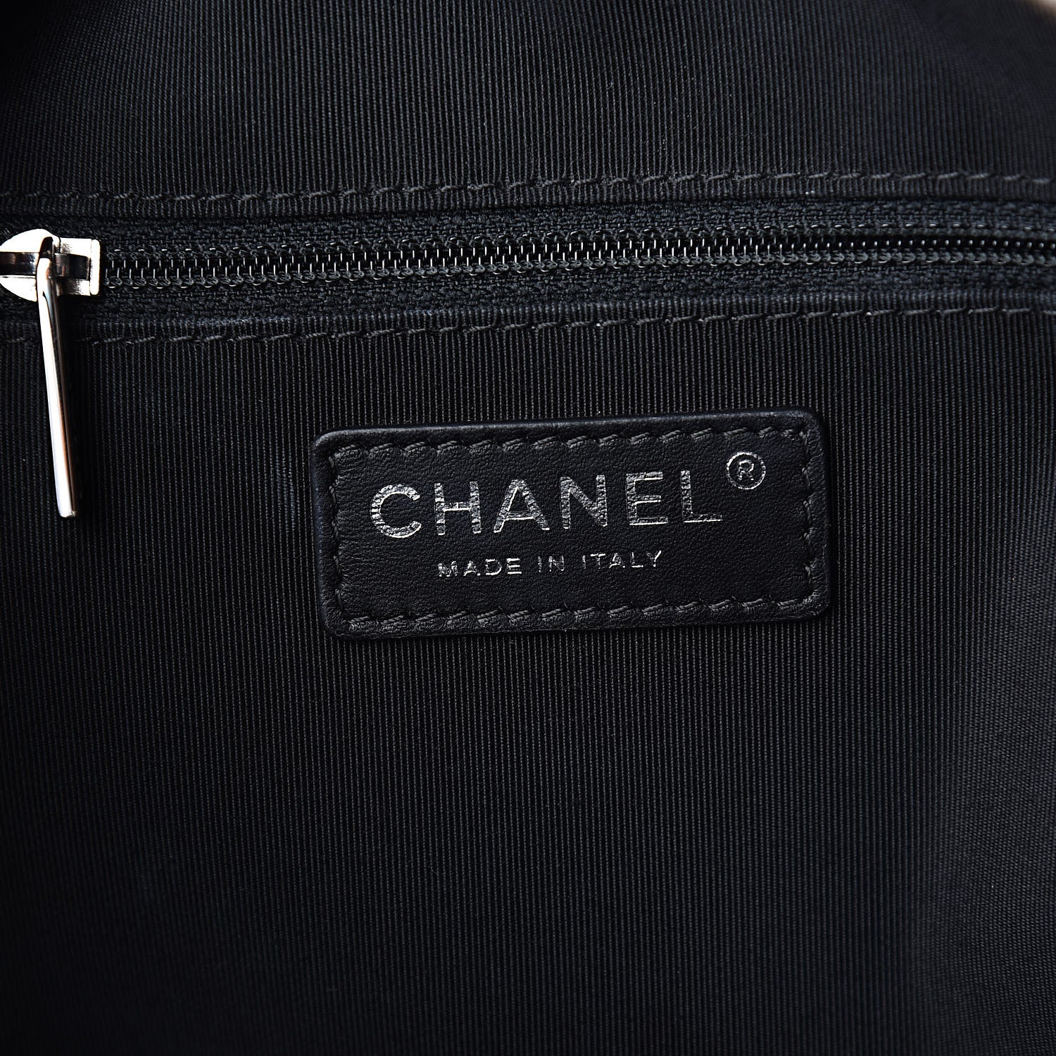 Chanel Calfskin Quilted Bi-Color Feather Weight Bowling Bag Black Beige 6 of 10