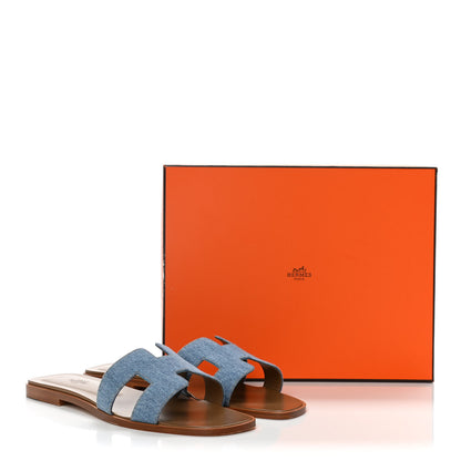 Hermes Denim Canvas Oran Sandals 40.5 Bleu Clair 11 of 11