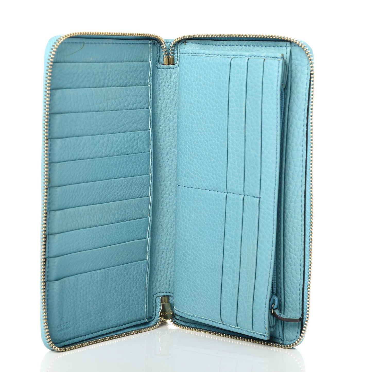 Pebbled Calfskin Soho Zip Around Wallet Deep Cobalt