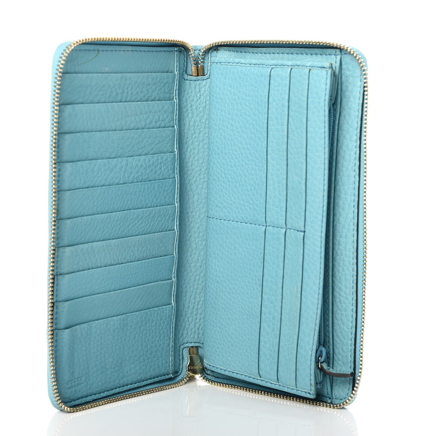 Gucci Pebbled Calfskin Soho Zip Around Wallet Deep Cobalt 5 of 9