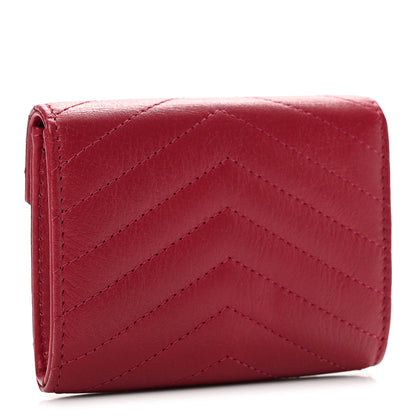 Chanel Calfskin Chevron Quilted Compact Flap Wallet Dark Pink 3 of 11
