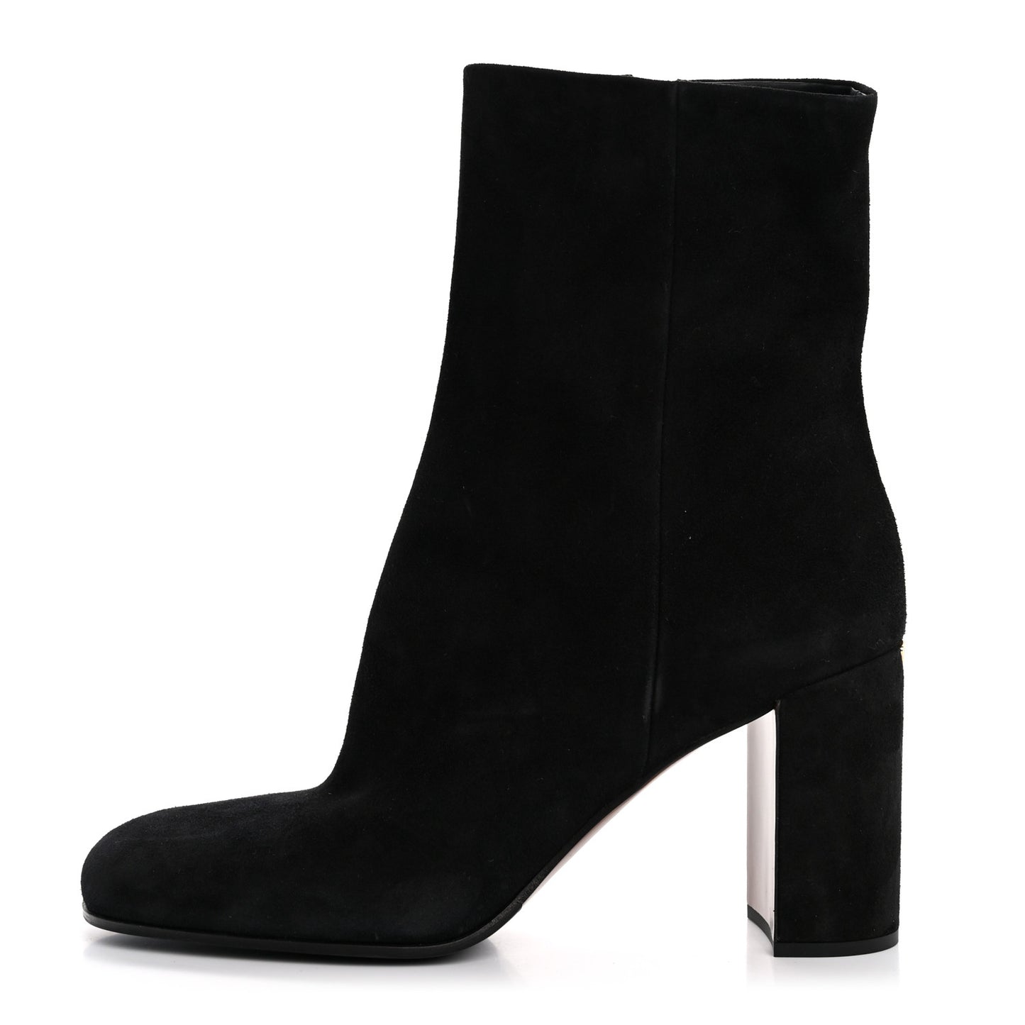 Suede Metal Triangle Logo Zip 85mm Boots 38.5 Black