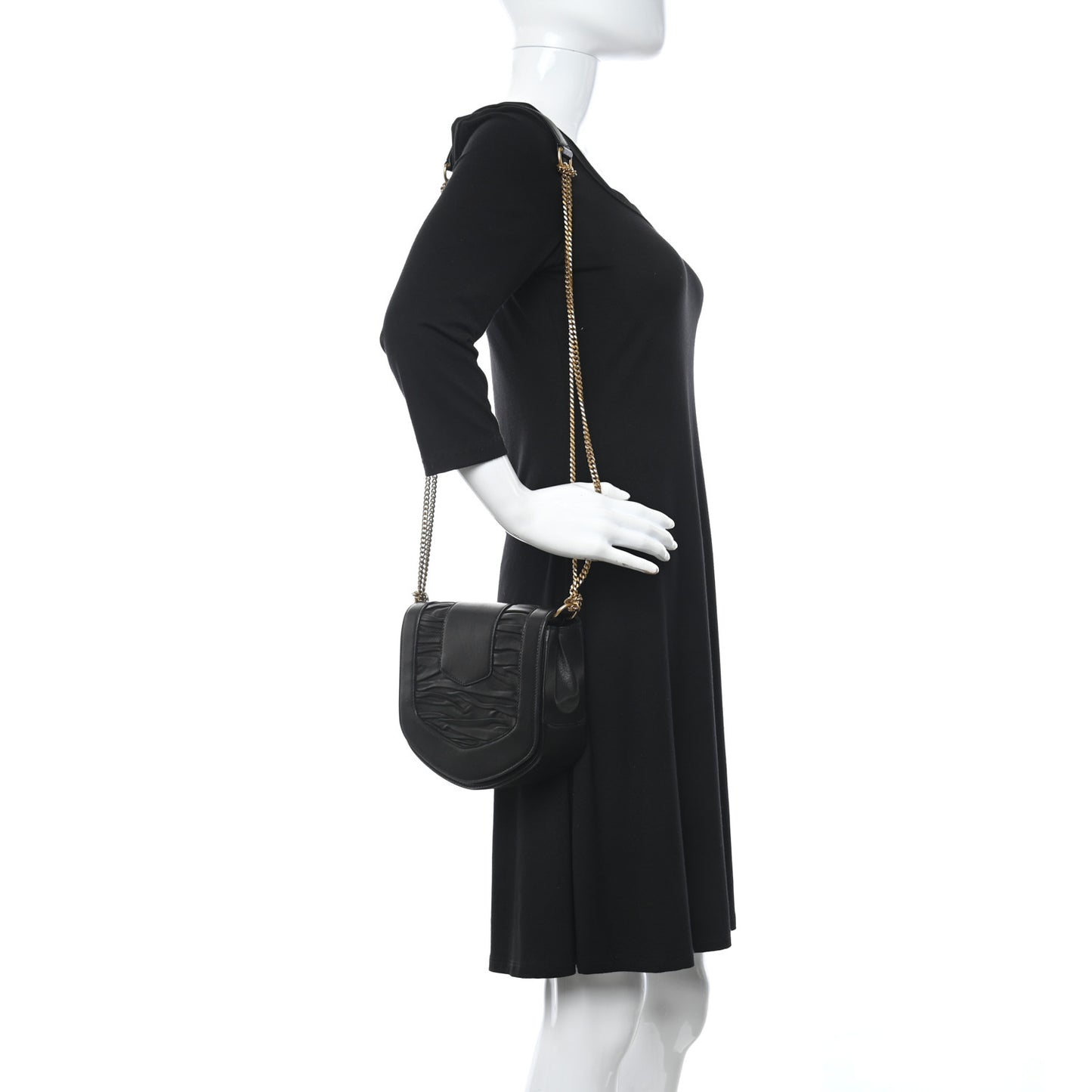 Lamskin Chrissie Chain Shoulder Bag Black