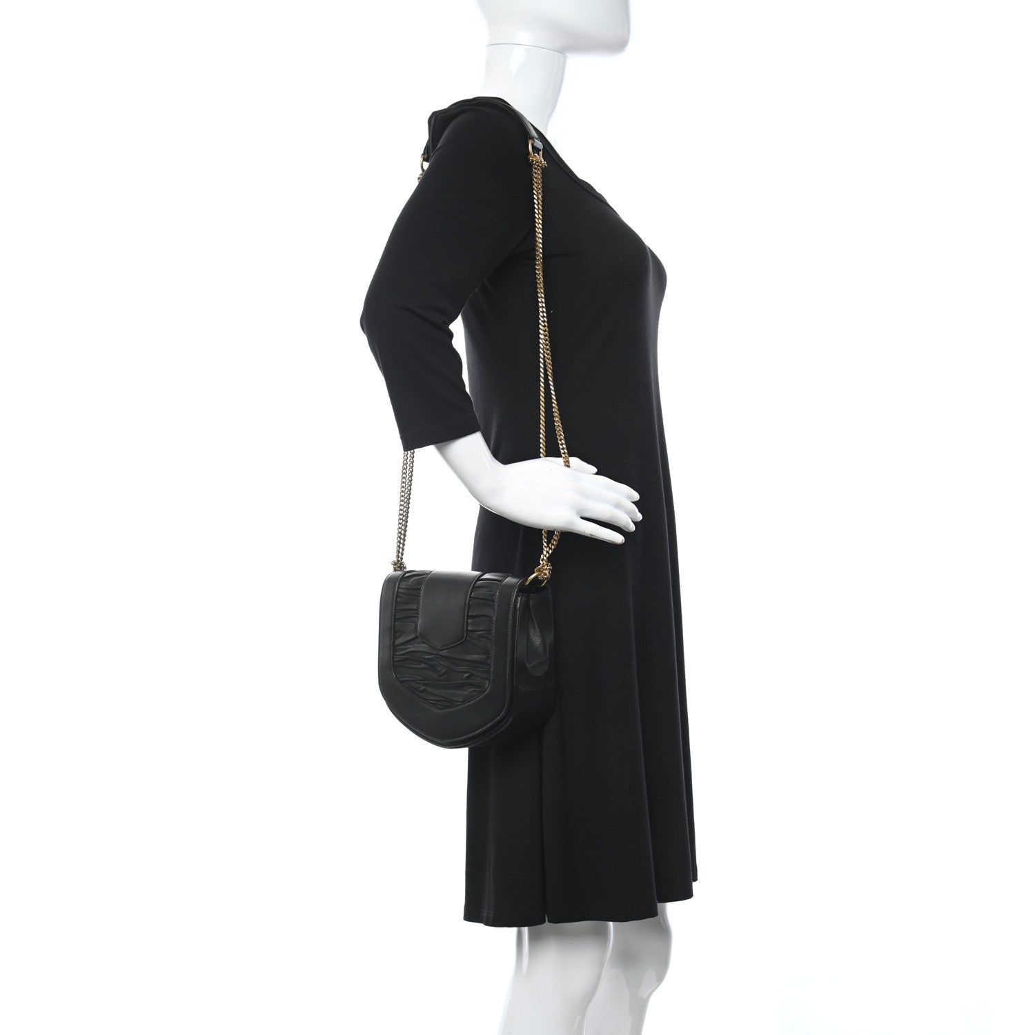 Saint Laurent Lamskin Chrissie Chain Shoulder Bag Black 2 of 11