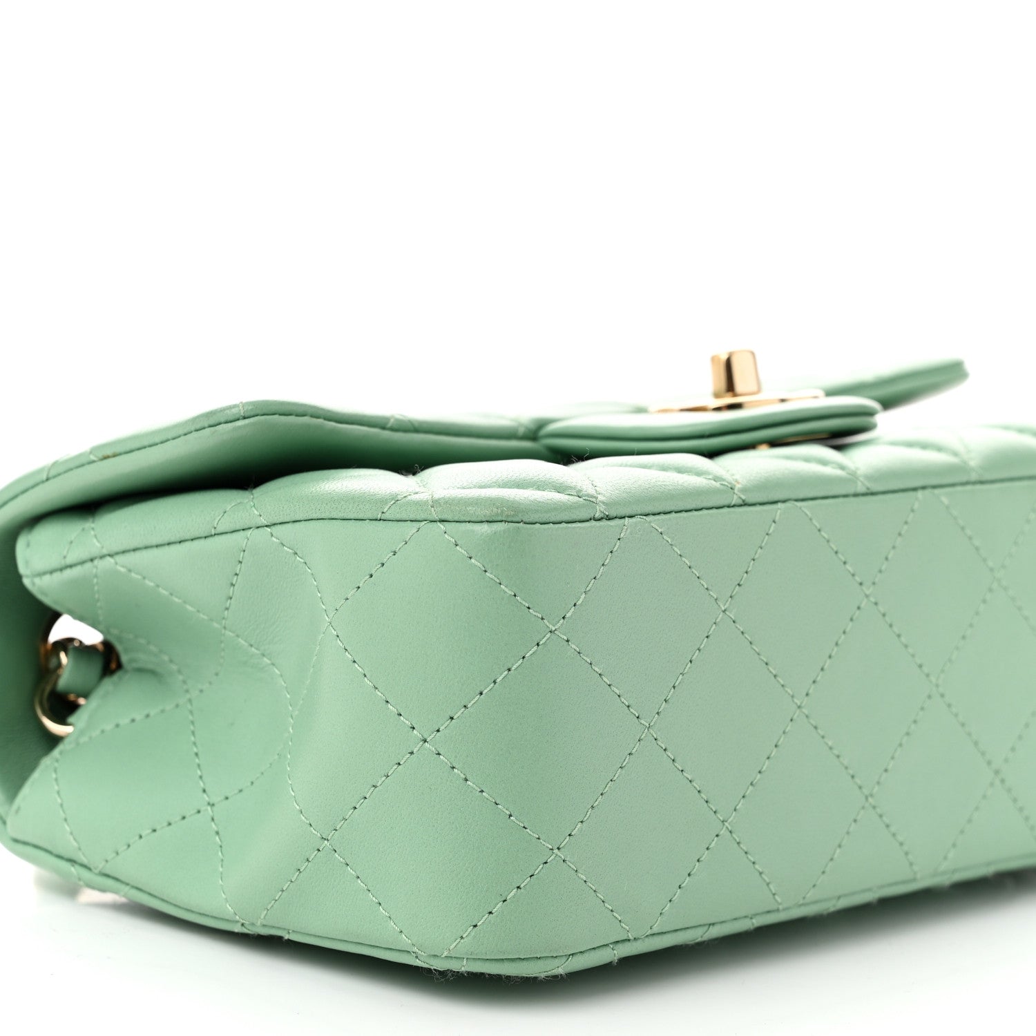 Chanel Lambskin Quilted Mini Rectangular Flap Light Green 9 of 10