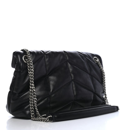 Saint Laurent Lambskin Quilted Small Loulou Puffer Monogram Chain Satchel Black 3 of 10