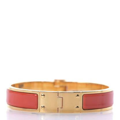 Hermes Enamel Charniere Uni Narrow Hinged Bracelet S Rouge Vermillon 3 of 4