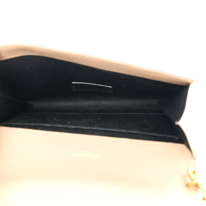 Saint Laurent Grain De Poudre Matelasse Chevron Monogram Envelope Clutch Dark Beige 4 of 7