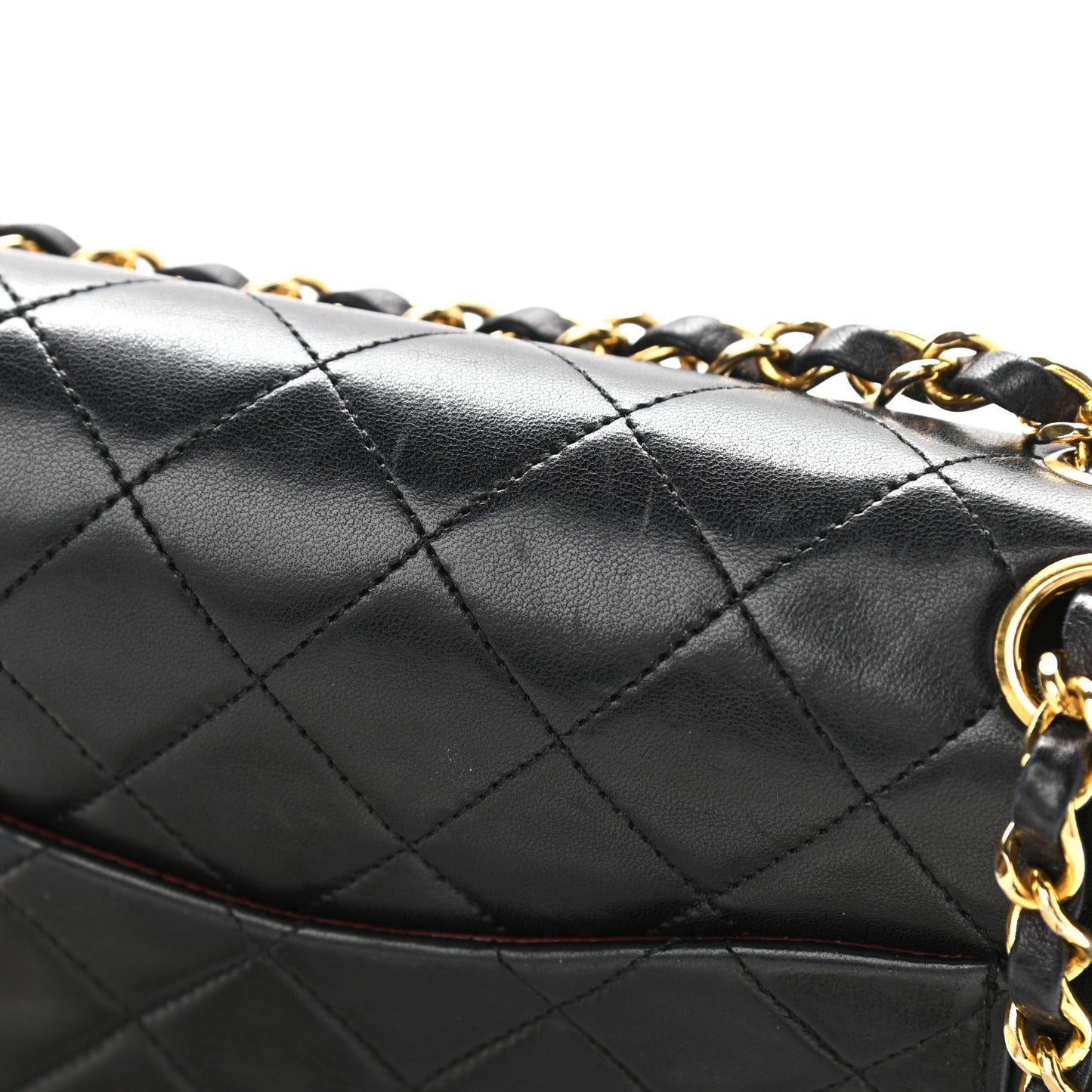 Lambskin Quilted Medium Double Flap Black