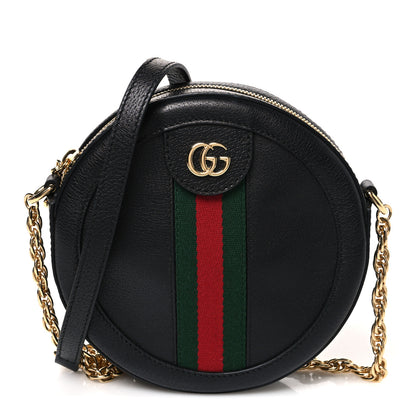 Gucci Grained Calfskin Web Mini Ophidia Round Shoulder Bag Black 1 of 10