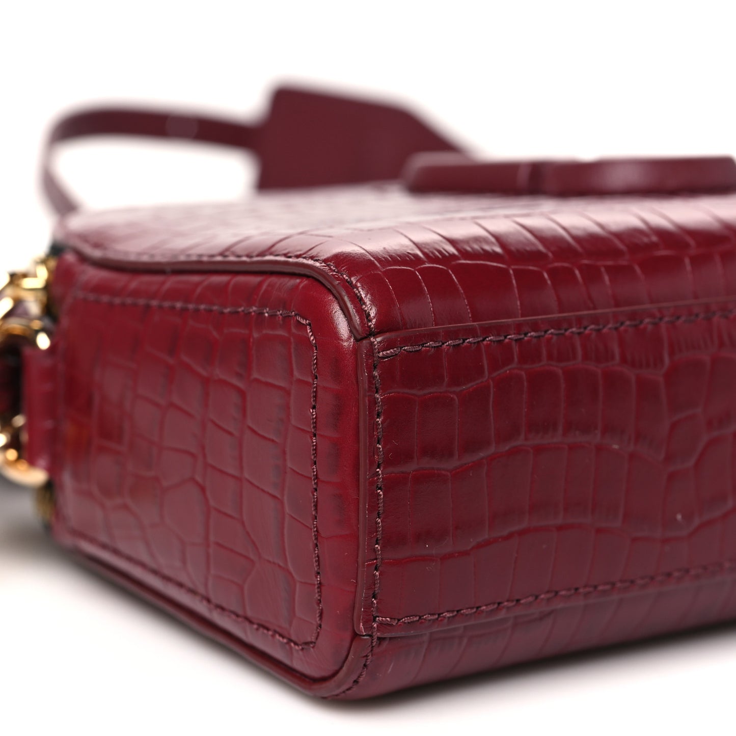Calfskin Crocodile Embossed Shutter Camera Crossbody Bag Vachetta Red