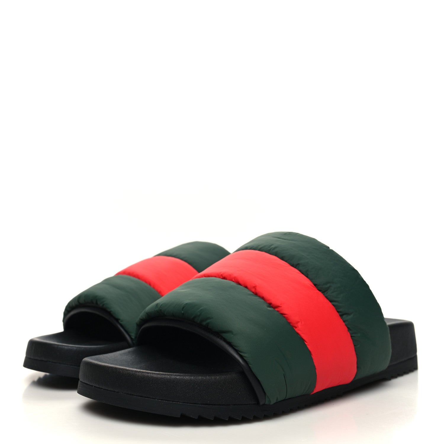 Gucci Nylon Web Mens Slide Sandals 11 Black Green Red 3 of 9
