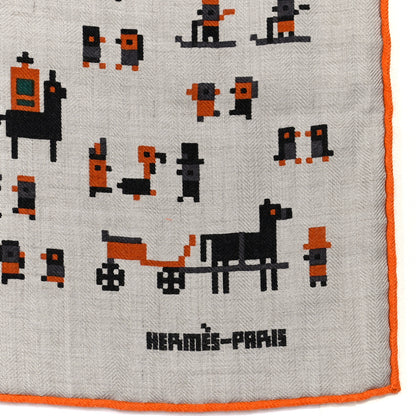 Hermes Cashmere Silk Faubourg Party Scarf 100 Naturel Taupe Orange 4 of 7