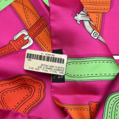 Hermes Silk Harnais Des Presidents Maxi Twilly Fuchsia Vert Rouge 5 of 5