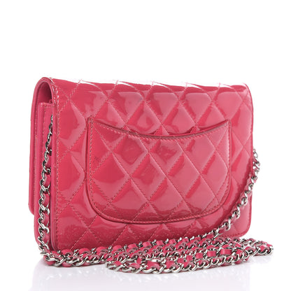 Chanel Patent Quilted Wallet On Chain WOC Fuchsia 3 of 16