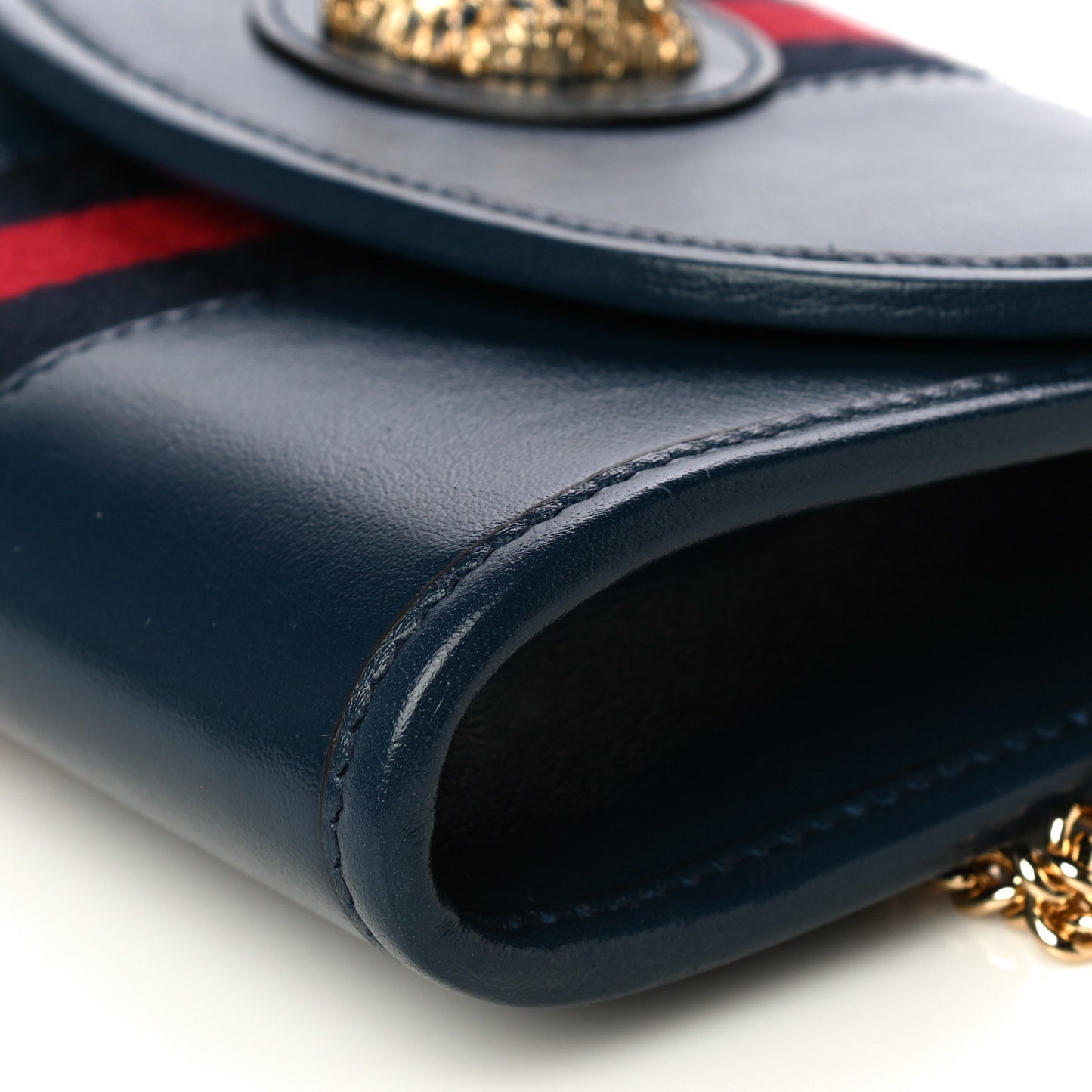 Textured Calfskin Web Mini Rajah Slim Flap Shoulder Bag Blue
