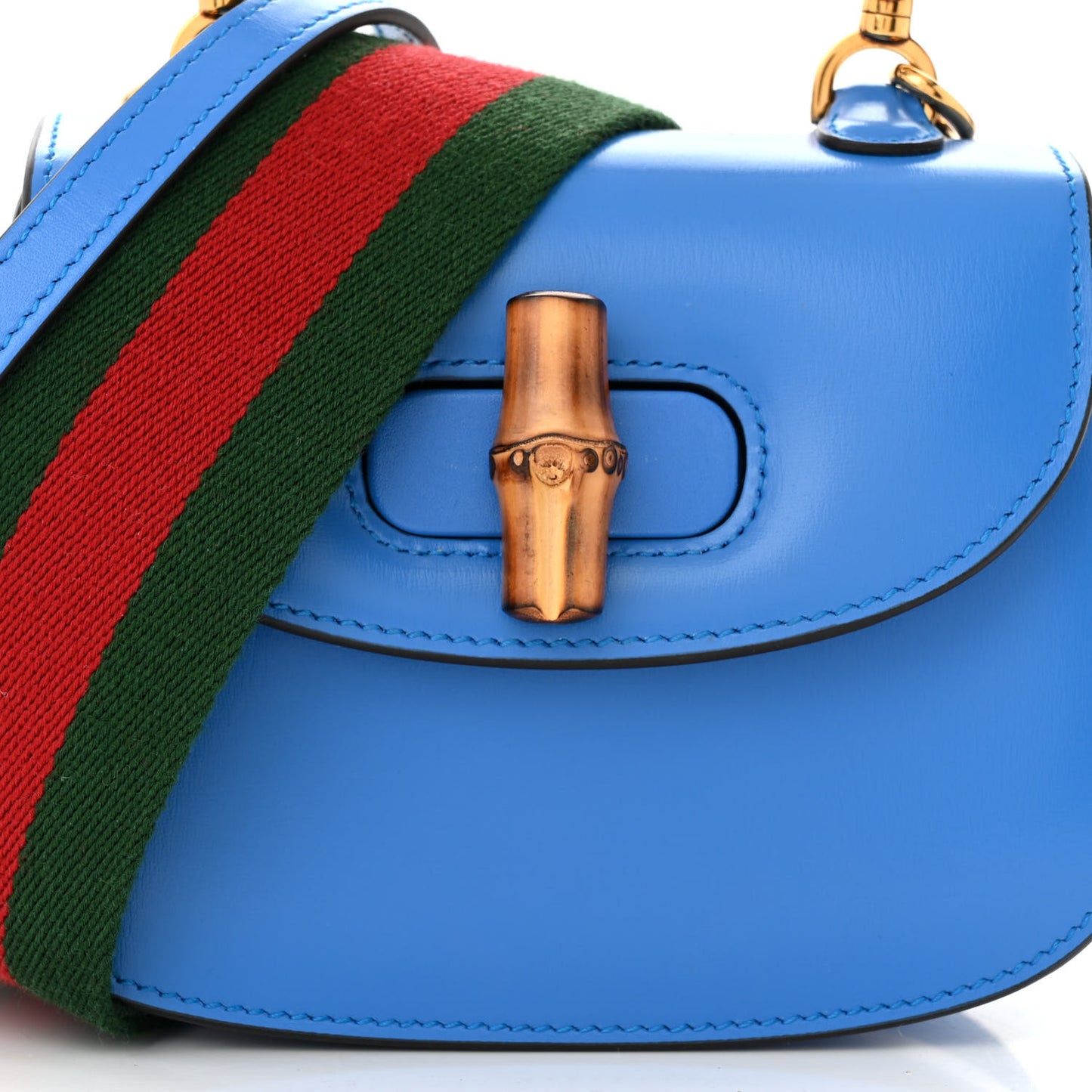 Boarded Dyana Lux Calfskin Web Mini Bamboo 1947 Top Handle Bag Blue