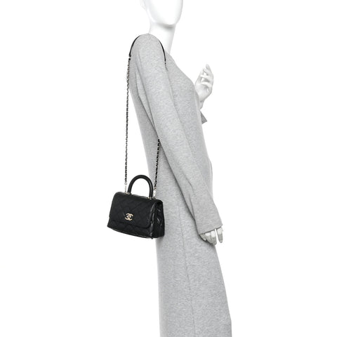 Caviar Quilted Extra Mini Coco Handle Flap Black