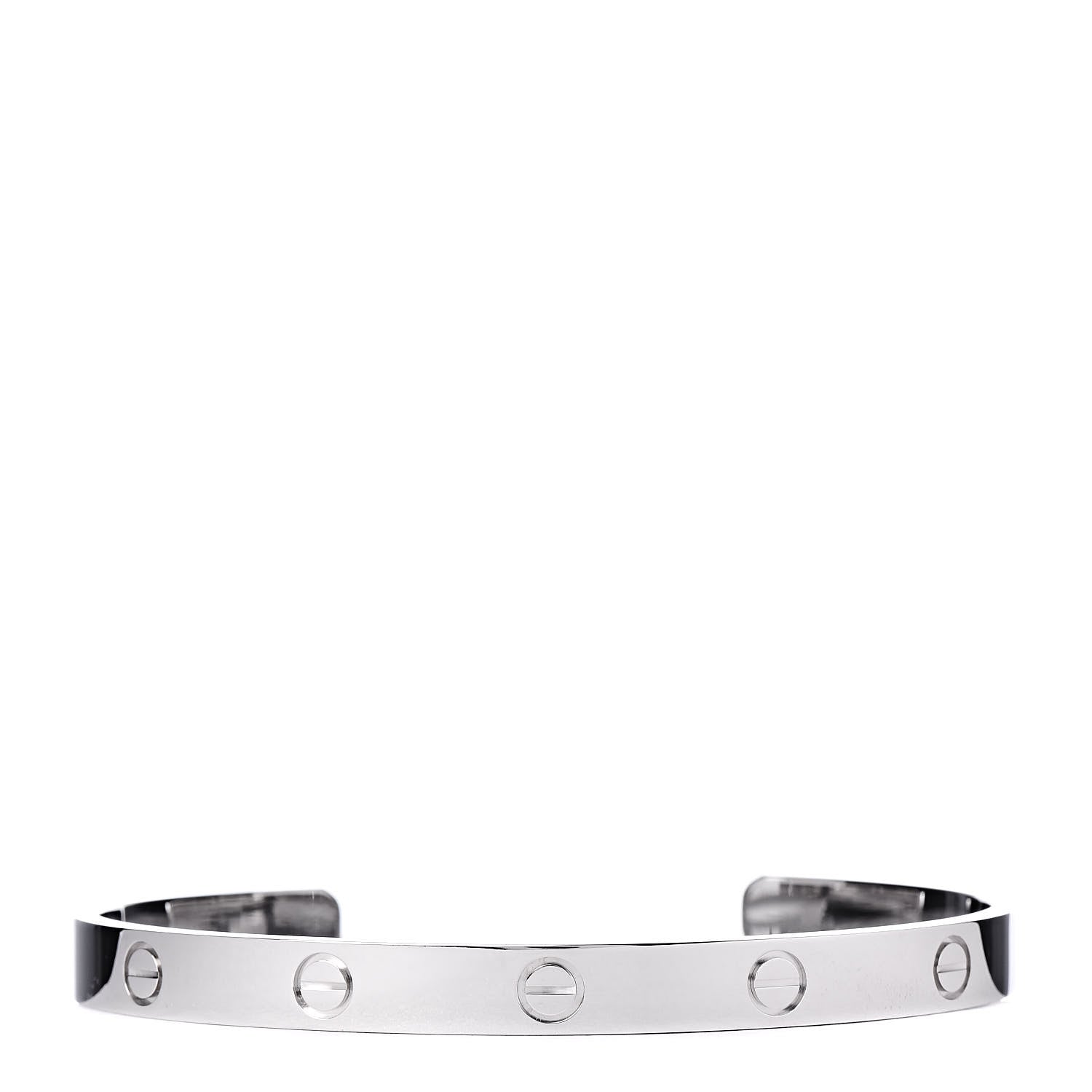 Cartier 18K White Gold LOVE Cuff Bracelet 19 1 of 5