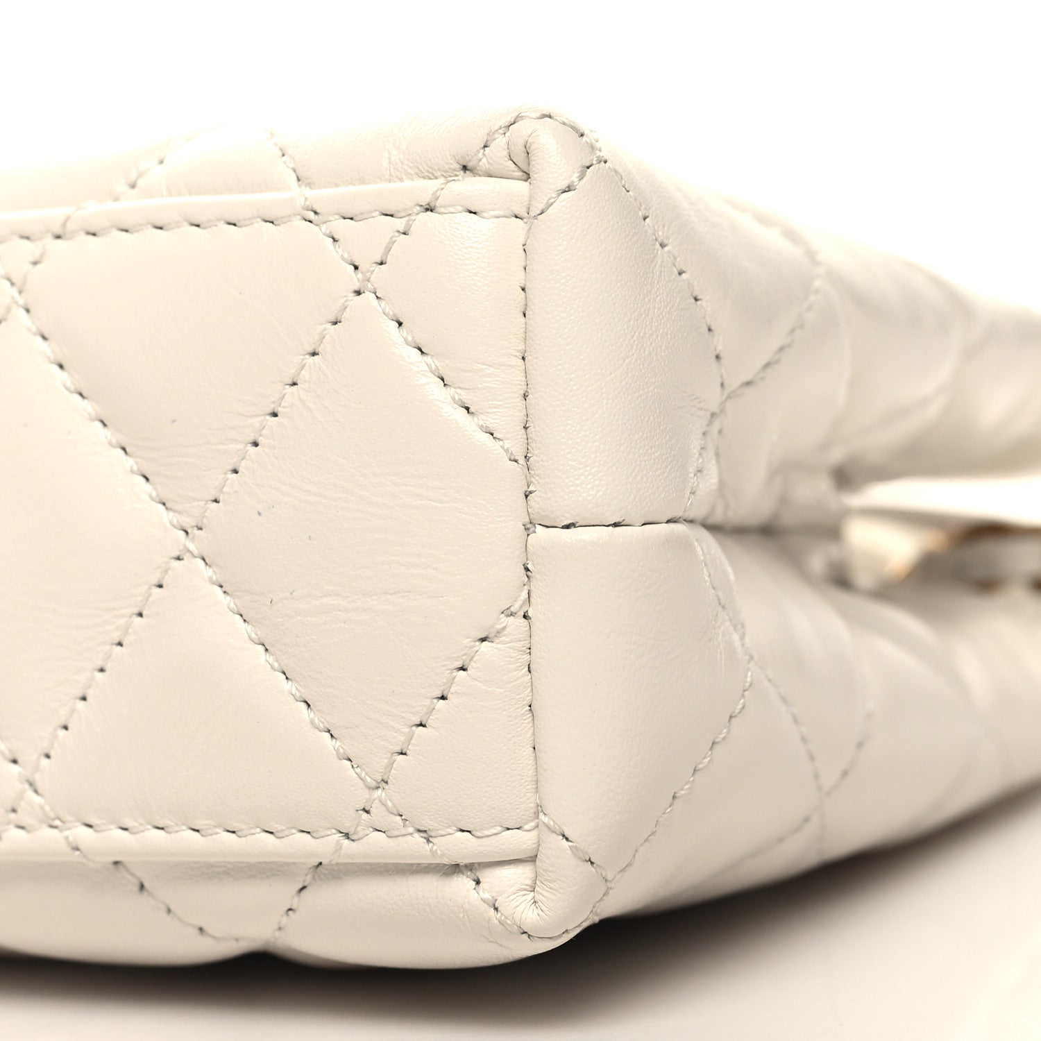 Chanel Shiny Aged Calfskin Quilted Nano Kelly Shopper White 10 of 11