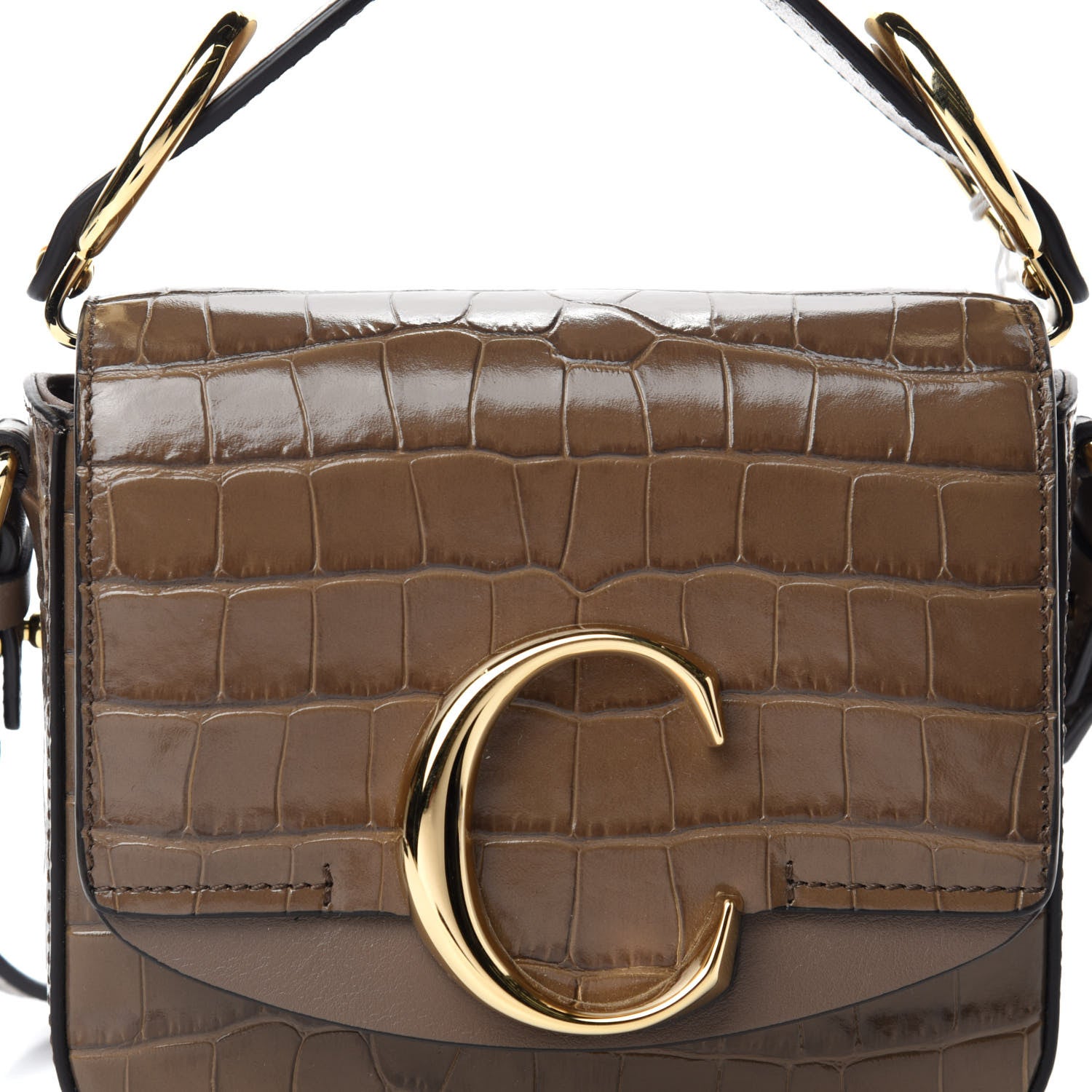 Chloe Calfskin Crocodile Embossed Mini C Double Carry 9 of 9