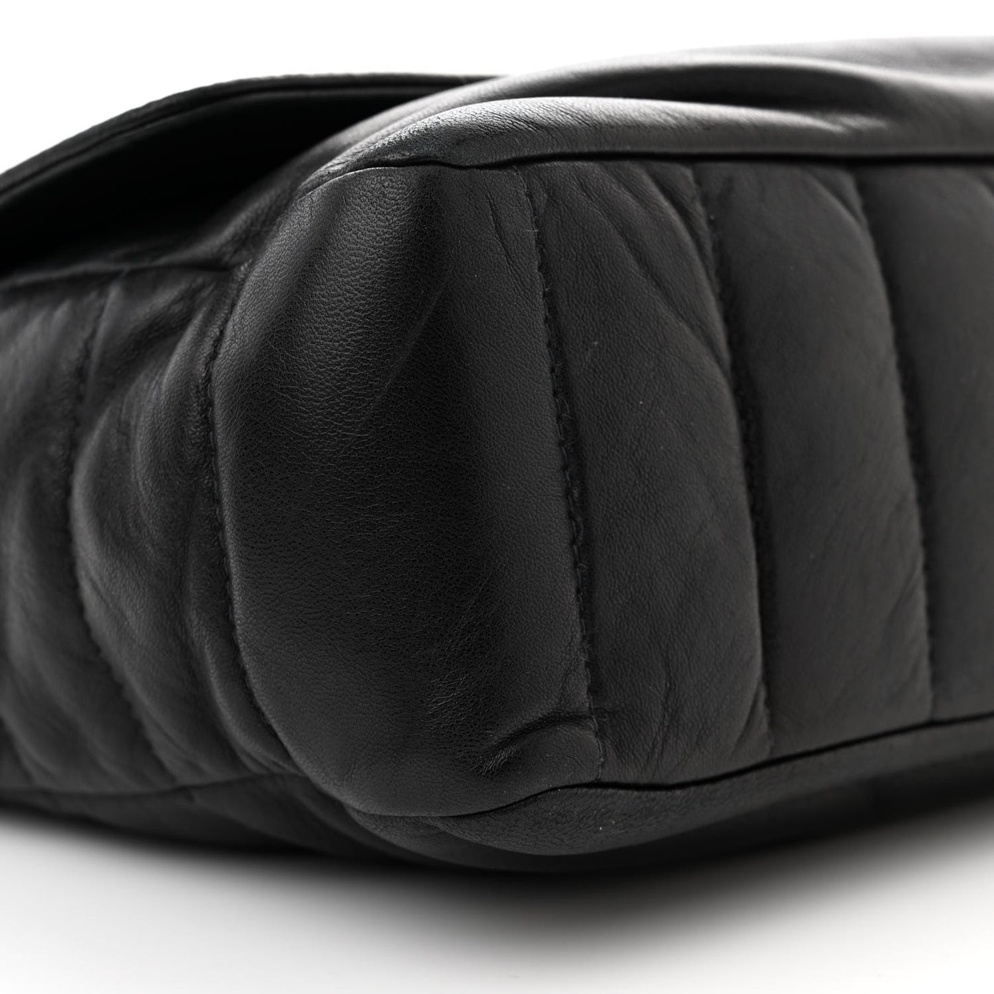Lambskin Horizontal Quilt Jumbo Mademoiselle Flap Black