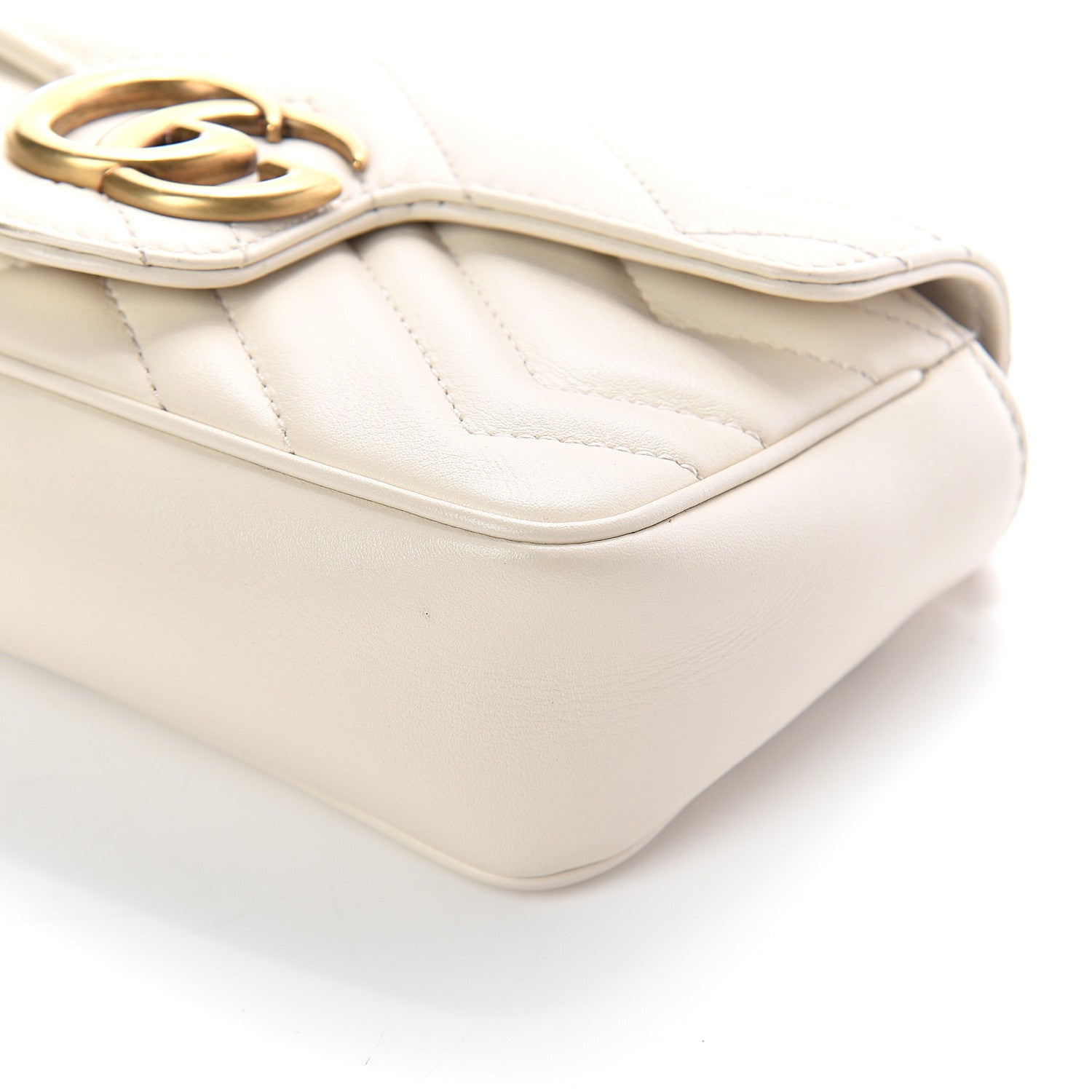 Gucci Calfskin Matelasse Super Mini GG Marmont Shoulder Bag White 8 of 9