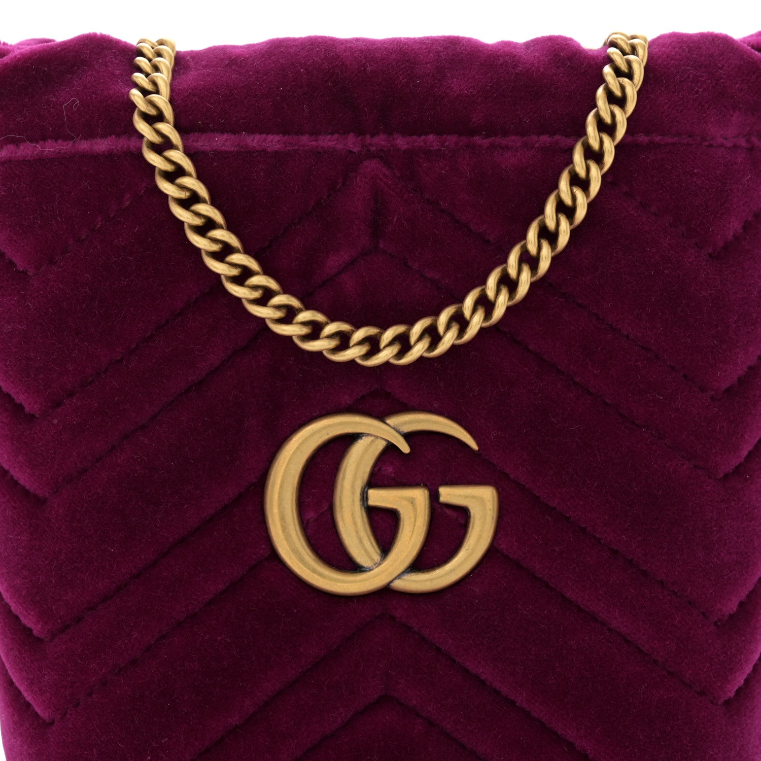 Gucci Velvet Matelasse Mini GG Marmont 2.0 Bucket Bag Fuchsia Violet Cyclamen 8 of 11