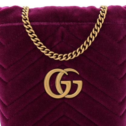 Gucci Velvet Matelasse Mini GG Marmont 2.0 Bucket Bag Fuchsia Violet Cyclamen 8 of 11