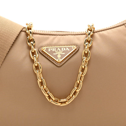 Prada Re-Nylon Saffiano Demi-lune Shoulder Bag Beige 8 of 10