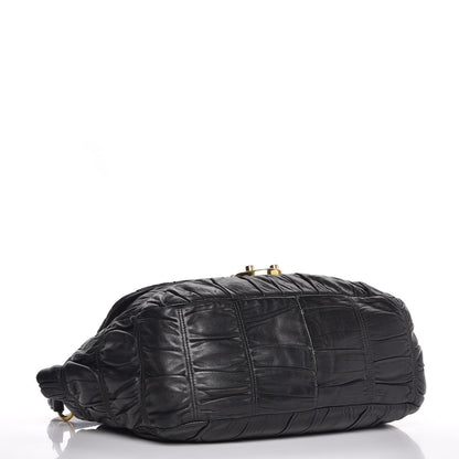 Prada Nappa Dressy Gaufre Flap Bag Black 4 of 8
