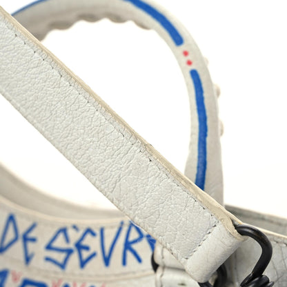 Balenciaga Agneau Graffiti All Over Classic Hardware Mini City White Bleu Rouge 19 of 31