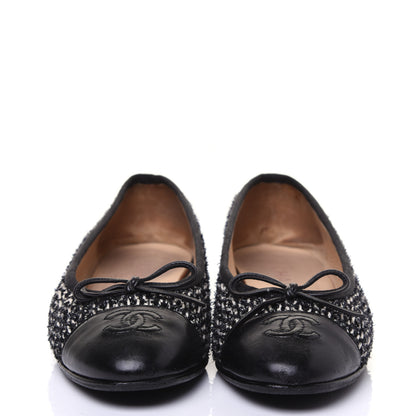 Chanel Tweed Cap Toe Ballerina Flats 36.5 Black White 2 of 14