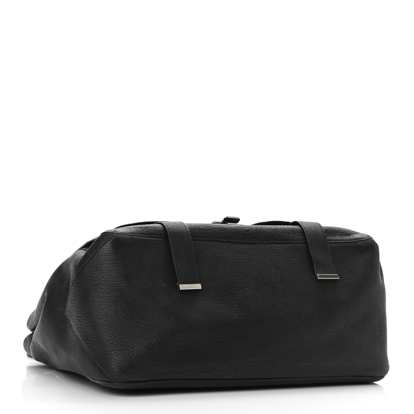 Calfskin Lizard Embossed Large Courier Bag Black