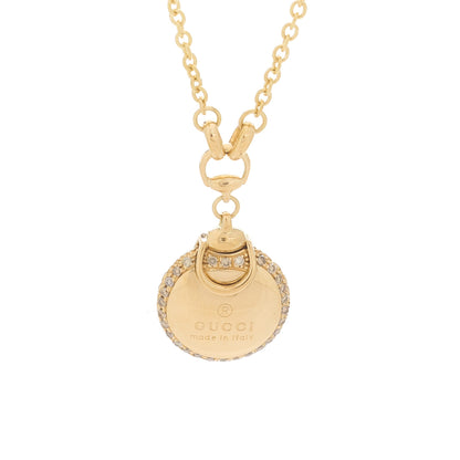 Gucci 18K Yellow Gold Diamond Horsebit Round Pendant Necklace 5 of 5
