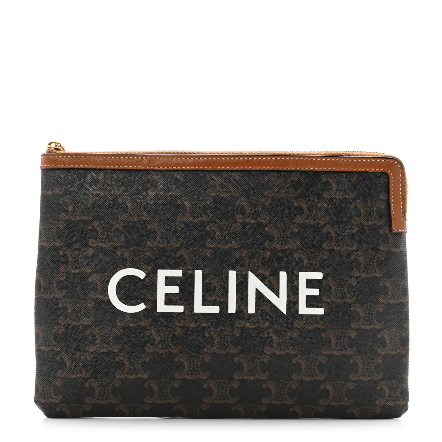 Triomphe Canvas Lambskin Small Pouch Tan
