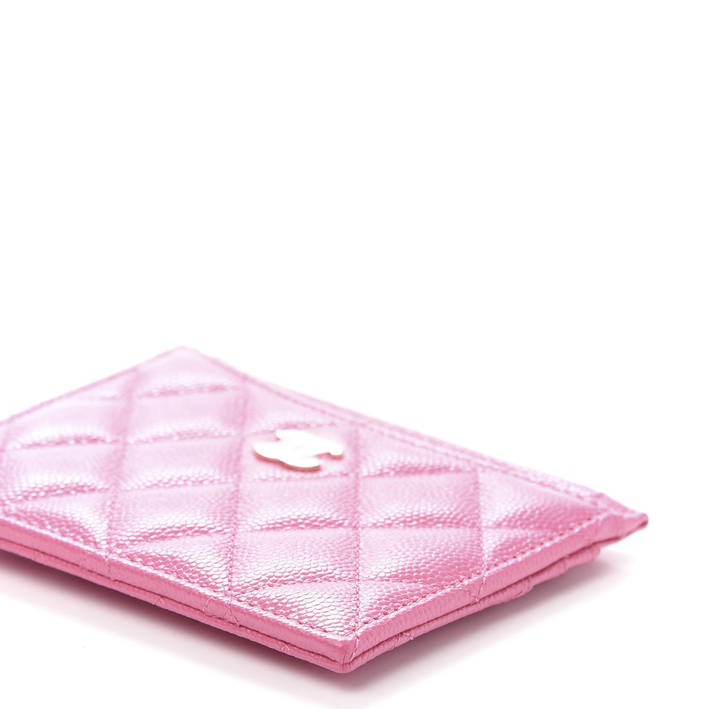 Caviar Quilted CC Zip Card Holder Pink