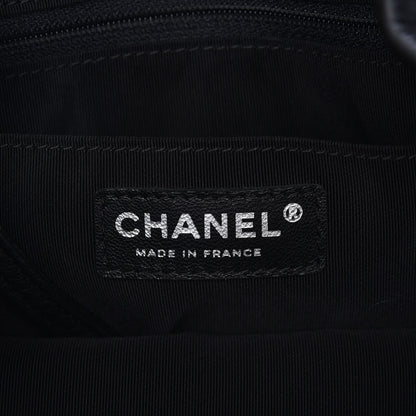 Chanel Deerskin Chevron Large CC Chain Bucket Drawstring Bag Black 7 of 8